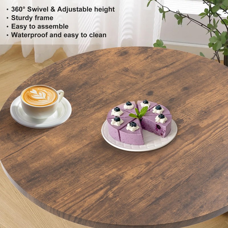 TUOMUR 24" Round Bar Table, Bistro Pub Table, Adjustable Height