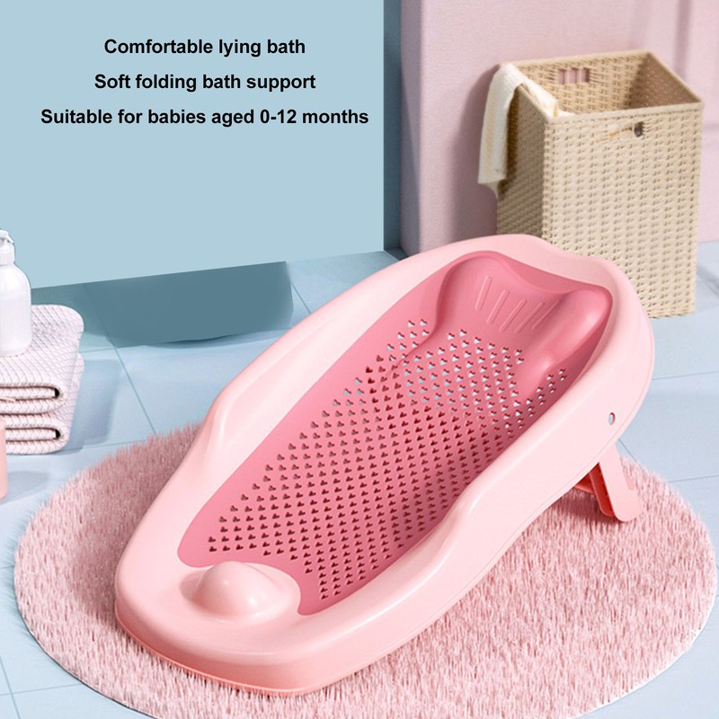 Baby Bath Support Home Foldable Ergonomic Heart Shaped Hollow Pattern