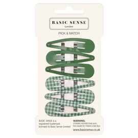 Basic Sense Gingham Check Metal Bobby Pins for Girls School Hair Accessories, A pack of 6pcs, Durable and Stylish, Green