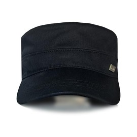 RUNQIU Military Design Solid Work Cap Retro Denim Military Cap Cotton Washed Fabric All Season Adjustable Size, black (2), 56 to 60 cm