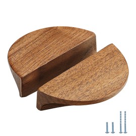 Evionlin 3.15 in-Walnut Wood 4 Pair Circular Wood Grain Cabinet Drawer Handles