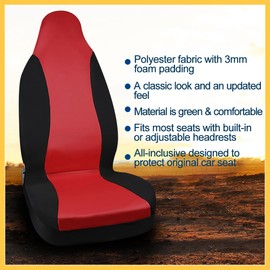 REPAIROCK High Back Bucket Auto Car Seat Cover, Polyester, Red Auto Replacement Parts