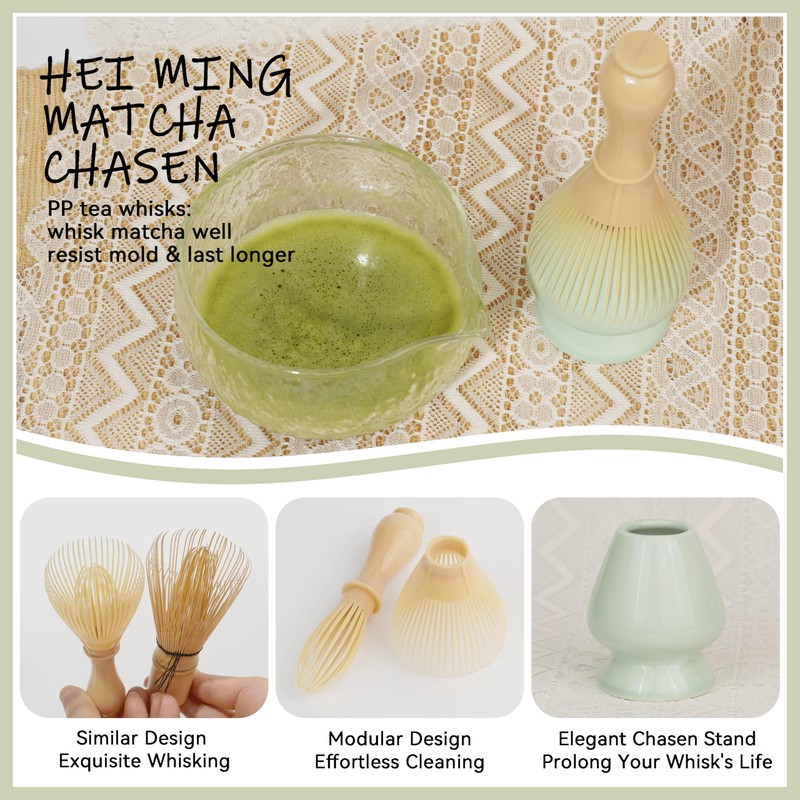 HEI MING Matcha Kit (5 pieces), Matcha Whisk in PP