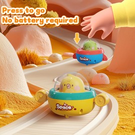 4PCS Animal Car Toys for Toddlers 1-3,Press and Go Baby Car Toys for ages 0-2,Baby Toys 6-12-18 Months Spaceship 1 Year Old Boy Toys Christmas Stocking Stuffers,Birthday Gifts Toys for 1 Year Old Boy