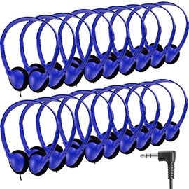 CN-Outlet 25 Pack Classroom Headphones Bulk for Kids School Class Set Headsets for Students Teens Toddler Children and Adults, Wholesale Wired Earphones-Upgrade (Dark Blue, 25 Pack)