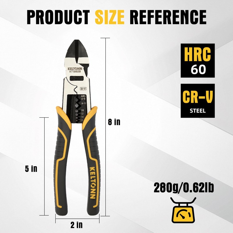 Fancytool Multi-Function Diagonal Pliers, 8-inch 4-in-1 Cr-V Steel Heavy Duty