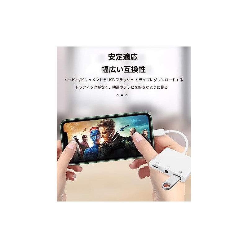 Lightning to USB Converter Adapter Simultaneous USB 3.0 Charging 3.5mm