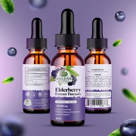 Elderberry Extract 15,000mg Strength Tincture - Organic Immune Support & Wellness Supplement | Elderberry Syrup Organic | 30ml/1oz