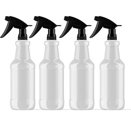 Plastic Spray Bottle (4 Pack, 32 Oz, All-Purpose) Heavy Duty Chemical Grade Spraying Bottles Leak Proof Empty Bottle for Cleaning Solution with Adjustable Nozzle