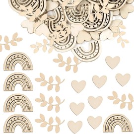ZORVUJI Pack of 60 Christening Decoration Rainbow Wooden Confetti Confetti Table Decoration Baby Shower Decoration Boho Decoration for Boys and Girls Birthday Party Communion