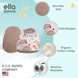 Ella Bonna Cotton Toddler Slippers Baby Boys Slippers Non-Slip Soft Sole Stay On Kids Slippers Girls Baby Booties Socks for Girls Newborn Shoes Pink 5.5"