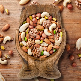 Divit Shilp Natural Wooden Tray, Serving Bowl for Salad, Veggies and Fruits, Large Deep Tray for Family, Party (Hand Bowl)