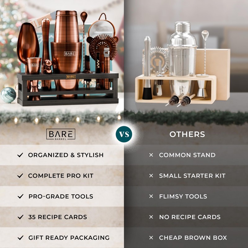 BARE BARREL® Mixology Bartender Kit Bar Set | 16-Piece Cocktail