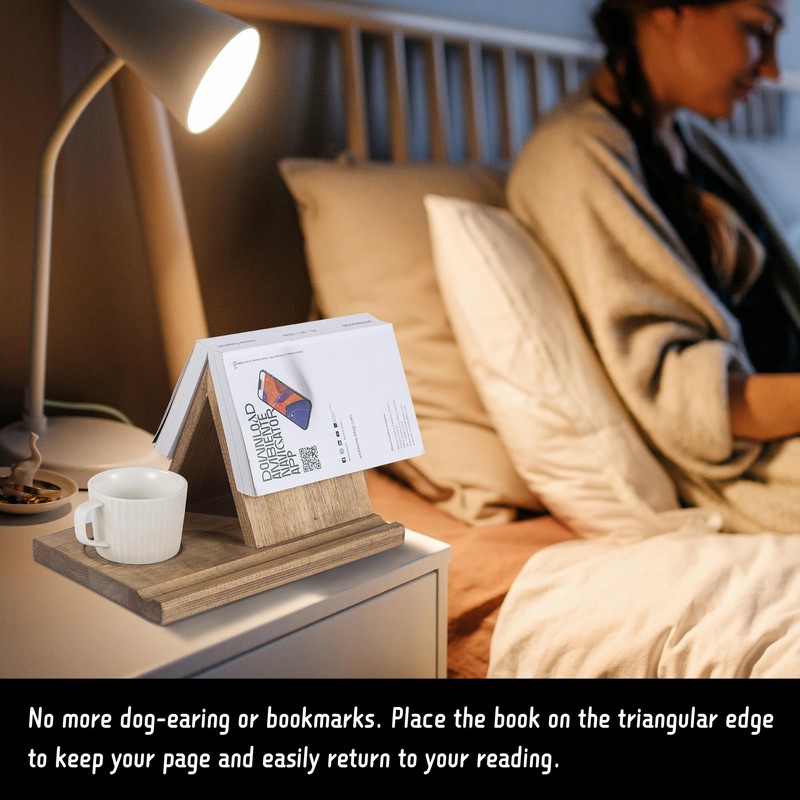 Besuerte Wooden Book Rest Stand, Triangle Book Holder with Coffee