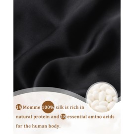 AWAYTR Mulberry Silk Bonnet for Sleeping - Silk Sleep Bonnet With Tie Band for Curly Hair Men and Women (Black)