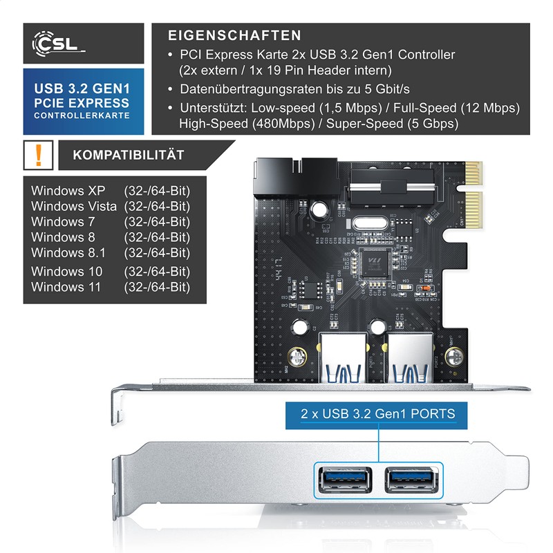 CSL - USB 3.2 Gen1 PCI Express Card PCIe Controller