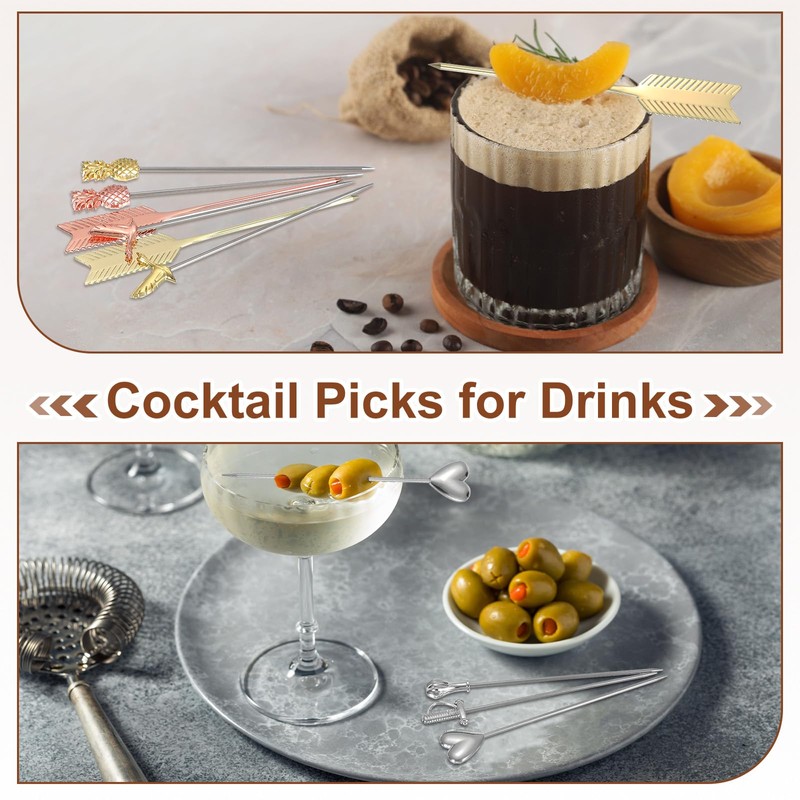 sourcing map 5 Pcs Stainless Steel Cocktail Picks, 4.5 Inch