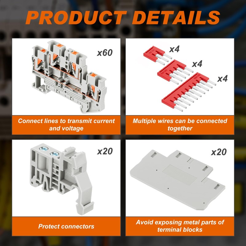 Saysurey DIN Rail Terminal Block Twin Spring Terminal Connectors Push