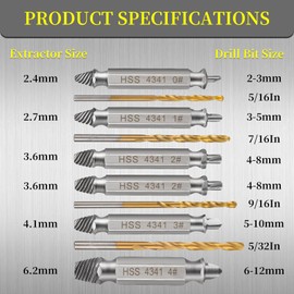 varlldibao 10 PCS Damaged Screw Extractor Set,6 PCS Screw Extractor Remover Kit and 4 PCS Left-Hand Twist Drill Bit Kit for Stripped Screws & Drill Bit