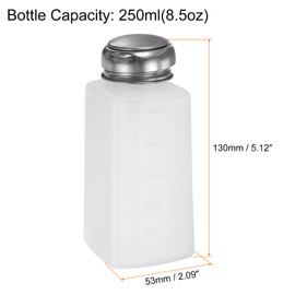 HARFINGTON Solvent Alcohol Dispenser 250ml(8.5oz) Push Down Liquid Dispenser Pump Bottle with Sealing Stainless Steel Lid for Acetone Cleanser Polish Remover, White