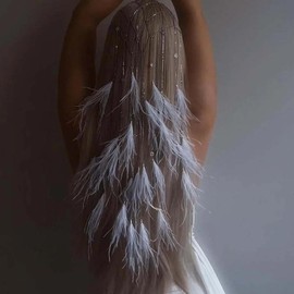 Hellery Feather Headband with Tassels for Beach Events And Celebrations, Silver