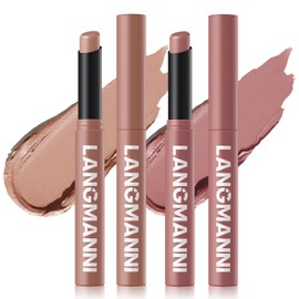 Jolilab 2 Pcs Velvet Matte Lipstick Nude Matte Soft Dark Color Stick Waterproof Long-Lasting Non-Stick Cup High Pigmented Lip Stick Lip Balm Beauty Cosmetics Gift for Girls（03#+04#