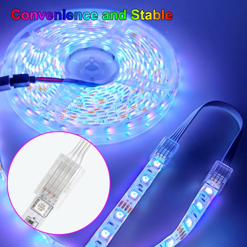 VIPMOON 5Pcs 4Pin 10mm LED Strip Connector kit and 32.8ft