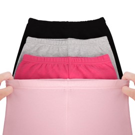 GLASH Kids Girls Pants, 4 Pack Size 6 Girls Cotton Leggings Bright Pink/Black/Grey/Light Pink