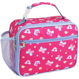 Bagseri Lunch Bag for Girls - Kids Lunch Box for Girls Reusable Leak-Proof and Insulated Kids Lunch Bag Toddler for Daycare and School, Rose Pink Butterfly