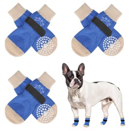 SCENEREAL Double Side Anti-Slip Dog Socks for Hardwood Floors to Stop Licking Paws, Non-Slip Dog Shoes for Hot/Cold Pavement, Slipping, Paw Protectors with Grippers