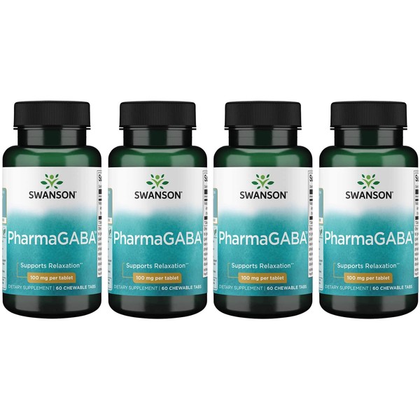 Swanson Amino Acid Pharmagaba 100 Milligrams 60 Chwbls (4 Pack)