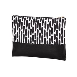101 BEACH Women's Fashion Print Cosmetic Makeup Accessory Zippered Pouch (CNIGHT - Black and White)