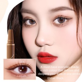 Waterproof Liquid Eyeliner Pen – Ultra-Fine Precision Tip, Long-Lasting Quick-Dry Formula, Perfect for Winged Eyeliner, Cat Eyes & Natural Lower Lash Detailing (01#Jet Black)