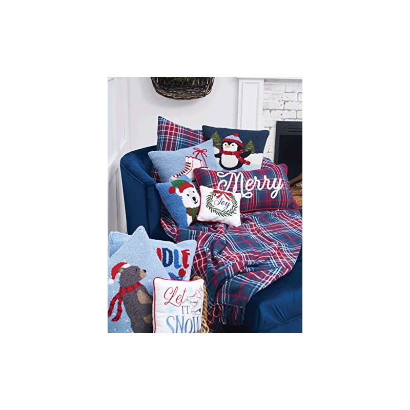 C&F Home Sledding Bear Hooked Pillow 18" x 18" Brown