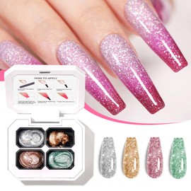 finger secret 4 Colors Set Ombre Gel Nail Polish,Ombre Pigment Palette for Nail with 20Pcs Nail Sponges for 3d Gel Nail Art in Salon or Home Use (OMBER5)