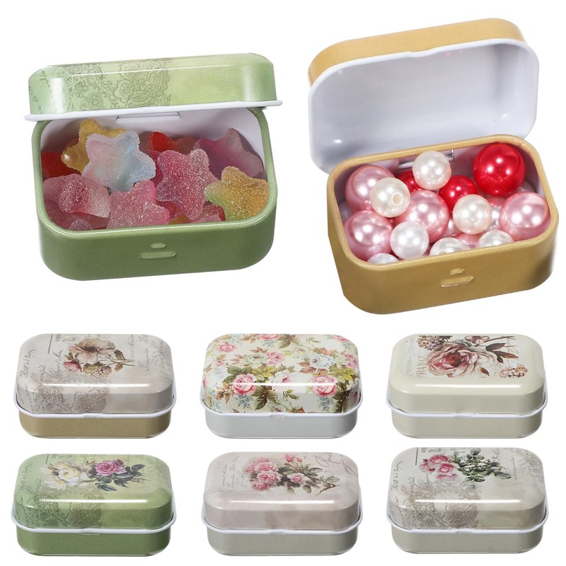 COLLBATH Vintage Tinplate Jewellery Box with Lid, Set of 8,