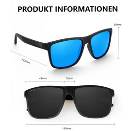 Chritice Men's Polarised Sunglasses, Pack of 2, Polarised Sunglasses, Men's Large UV 400 Protection, Driving, Travel, Outdoor Sunglasses, Black, Red, Blue Lenses, C Black+Blue