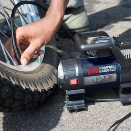 Mighty Portable Inflator, 12V, 150 PSI Air Compressor, Pump with Safety Light & Accessories (Campbell Hausfeld AF010400)