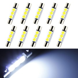 ongfuwu 10PCS 28mm 29mm LED Light Bulb, 6612F 6614F 6641 Festoon LED Car Bulb Replacement for Vanity Mirror Light Sun Visor Light Reading Light Roof Light, 5050-3SMD, 6000K White