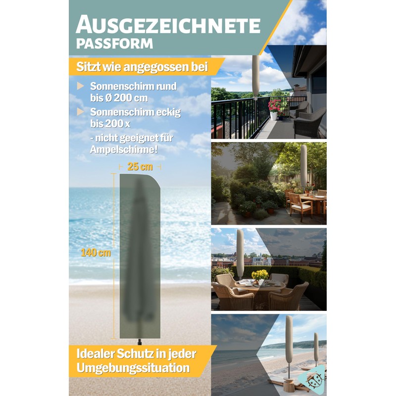 Menz Parasol Protective Cover in Taupe - Polyester Protective Cover