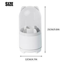 GNCLOUD Makeup Brush Holder With Lid, Makeup Organiser, Makeup Organiser Storage, 360 Degree Rotatable Cosmetic Brush Holder