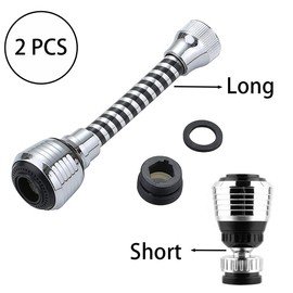 Pack of 2 Tap Extensions, 360° Rotating Tap Attachment, Tap Aerator, Flexible Tap Sprayer, for Kitchen, Bathroom, Sink Sprayer (15.5 cm)