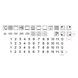 Cooker Symbol Sticker Set for Cooker Labelling (RPt1/1) (12 mm)
