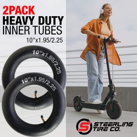 10x2 Inner Tube for Scooters & Power Chairs with an Angled Valve Stem (2-Pack) - Thorn Resistant & 3X Thicker Than OEM - Compatible with 10x1.90 10x1.95 10x2 10x2.25 & 54-152 - by Steerling Tire Co.