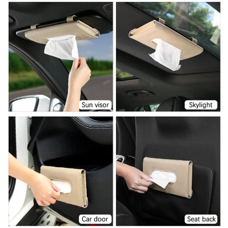 Car Tissue Holder Sun Visor Napkin Clip Hanging Box with