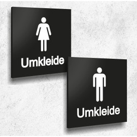 Door Sign for Men and Women Matte Black UV Print 12 x 12 cm 3 mm Aluminium Composite Made in Germany Item No. 2132