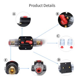 Car Circuit Breaker, DC12-48V Car Fuse, Fuse Holder with Manual Reset, Fuse Holder for Car Audio Solar Inverter System Protection Fuse Holder 10 x 4.2 x 4.3 cm (20A)