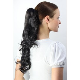 WIG ME UP - T148M-2 Ponytail Hair Piece Black Long Wavy Curly Tips