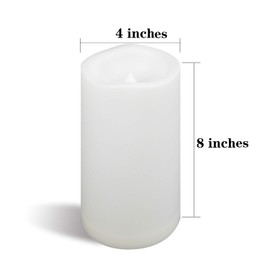 CANDLE CHOICE Large Waterproof Outdoor Battery Operated Flameless Candles Remote Timer 4”(D)x8”(H) Big White Plastic Bright Flickering Electric LED Pillars Lantern Patio Garden Wedding Decoration 2PCS