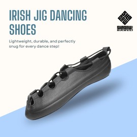 UK6 Irish Dancing Shoes Pomp Pump Soft Jig Shoe Hand Made Unisex Children's & Adults (Numeric_6) Black